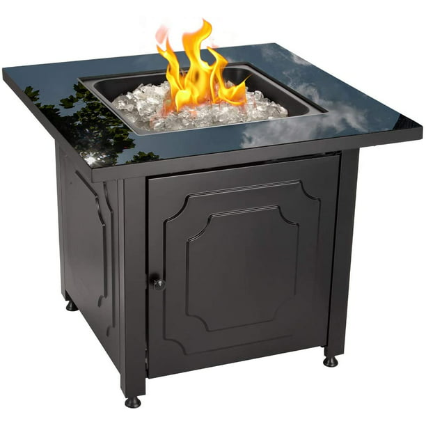 Endless Summer 30 Outdoor Propane Gas Black Glass Top Fire Pit White
