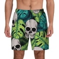 thumbnail image 2 of Goofa Skull and Palm Leaves Printed Men's Swim Trunks Board Shorts Quick Dry Mens Swimming Trunks with Compression Liner,Breathable Fit Hawaii Beach Shorts-XX-Large, 2 of 9
