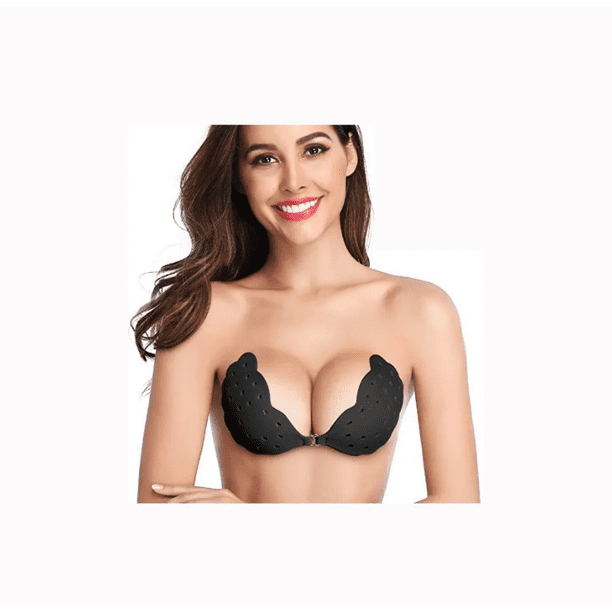 Sujetador pegajoso Sujetador sin tirantes transpirable Adhesivo Push Up Sujetadores sin espalda para mujer B Negro oso de fresa vestir