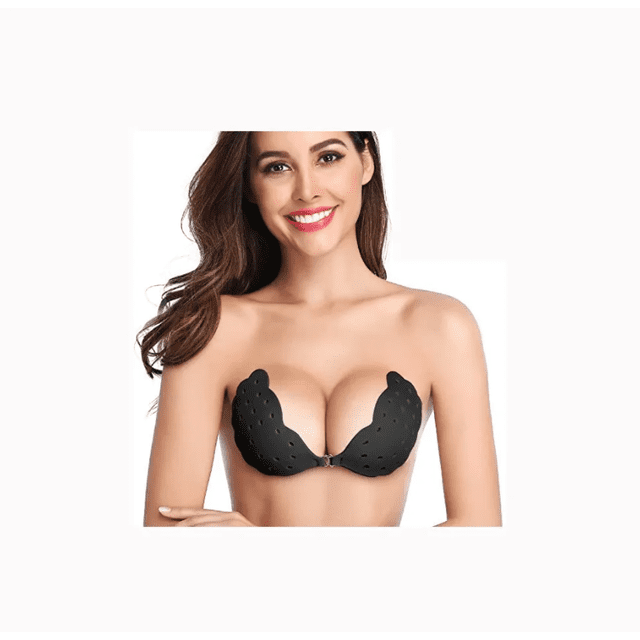 Sujetador pegajoso, Sujetador sin tirantes transpirable Adhesivo Push Up Sujetadores sin espalda para mujer C Negro WD.WDQZL Hogar