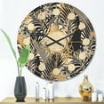 thumbnail image 2 of Designart 'Retro Golden Foliage II' Mid-Century Modern Wood Wall Clock, 2 of 5