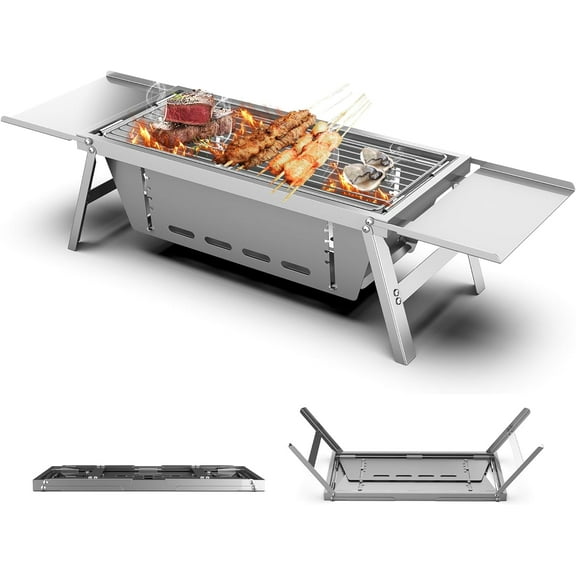 Portable Charcoal Grill Foldable BBQ Grills for Outdoor Cooking Camping Travel Small Smoker Grill