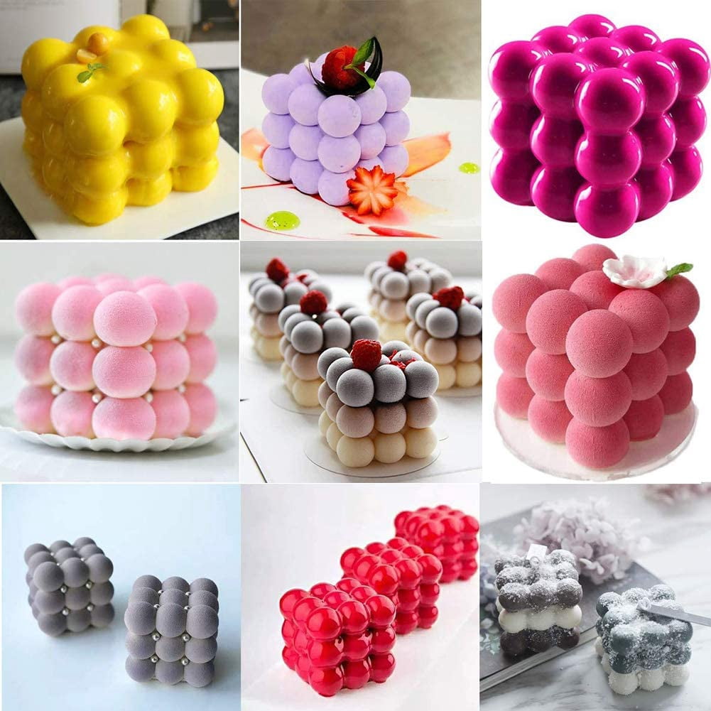 6-Cavity Bubble Candle Mold, 3D Cube Ball Mold Silicone Mold for Soy Wax Scented Soap Candle Making Homemade Ornaments DIY Craft