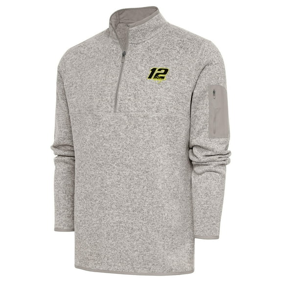 Men's Antigua Oatmeal Ryan Blaney Fortune Quarter-Zip Pullover Jacket
