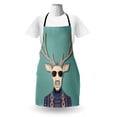 thumbnail image 3 of Hipster Apron, Colorful Drawing of Anthropomorphic Deer with Sweater and Sunglasses on Stripes, Unisex Kitchen Bib with Adjustable Neck for Cooking Gardening, Adult Size, Multicolor, by Ambesonne, 3 of 4