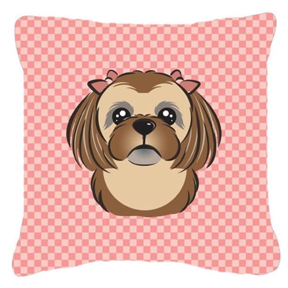 Dog Face Checkerboard Design Fabric Decorative Pillow
