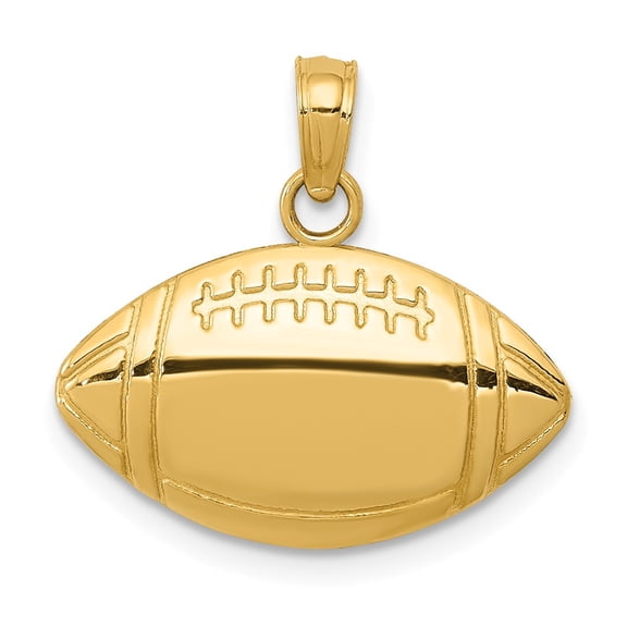 Real 14kt Yellow Gold Football Charm Pendant; for Adults and Teens; for Women and Men