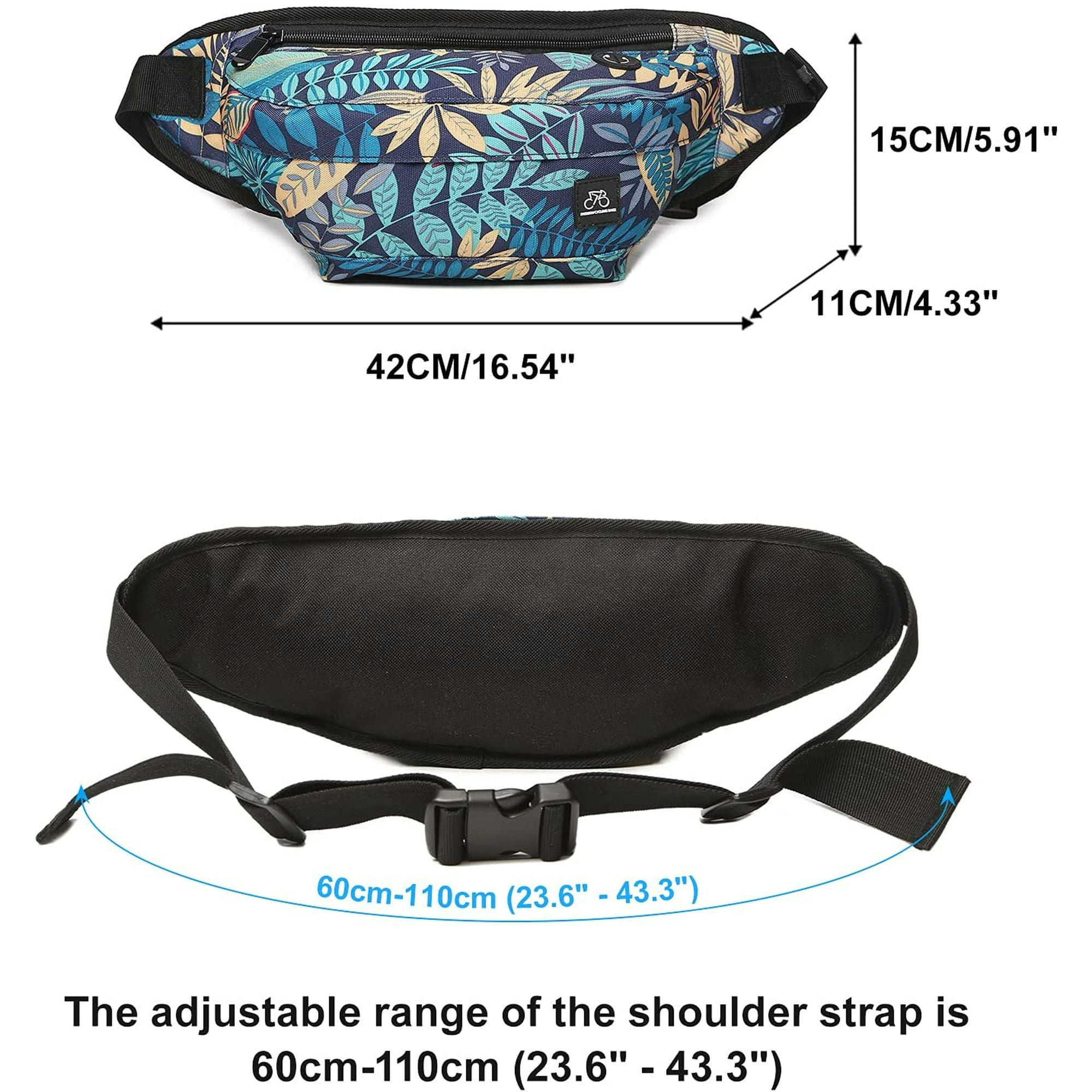 Fanny Packs for Women Men Unisex Waist Bag Pack with Headphone Jack and Zipper Adjustable Strap Black Fanny Pack for Outdoors Gym fanny pack