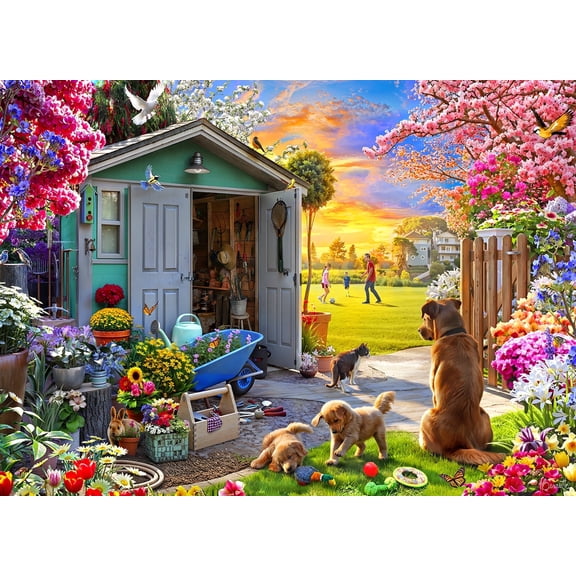 Backyard Bliss 1000 Piece Puzzle - Garden Shed Puzzles for Adults 1000 Pieces - Fully Interlocking - Precision Cutting - by Vermont Christmas Company