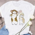 thumbnail image 3 of Cute Cats Printing Women T-shirts New Kawaii Women's Tshirt Fashion Women Clothing Funny Korean Style T-Shirts Shirts for Woman, 3 of 6