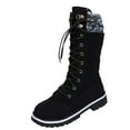 thumbnail image 2 of Tejiojio Womens Boots Flat Feet Women's Winter Solid Mid-tube Front Strap Round Head Side Zipper Snow Shoes, 2 of 8