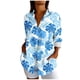 thumbnail image 3 of Camisas de cuello de la tripulación de manga corta para las mujeres hawaiana impreso cuello acampanado blusa casual suave verano playa top, 3 of 6