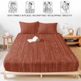 thumbnail image 5 of Twin Sze Fitted Sheet Set - Brick Red 2 Piece Bedding Sets 16" Deep Pocket Fitted Sheet with 1 Pillowcase, Pure Color Stripes Linen Texture Modern Simple Brushed Microfiber Hotel Luxury Bed Sheets, 5 of 9