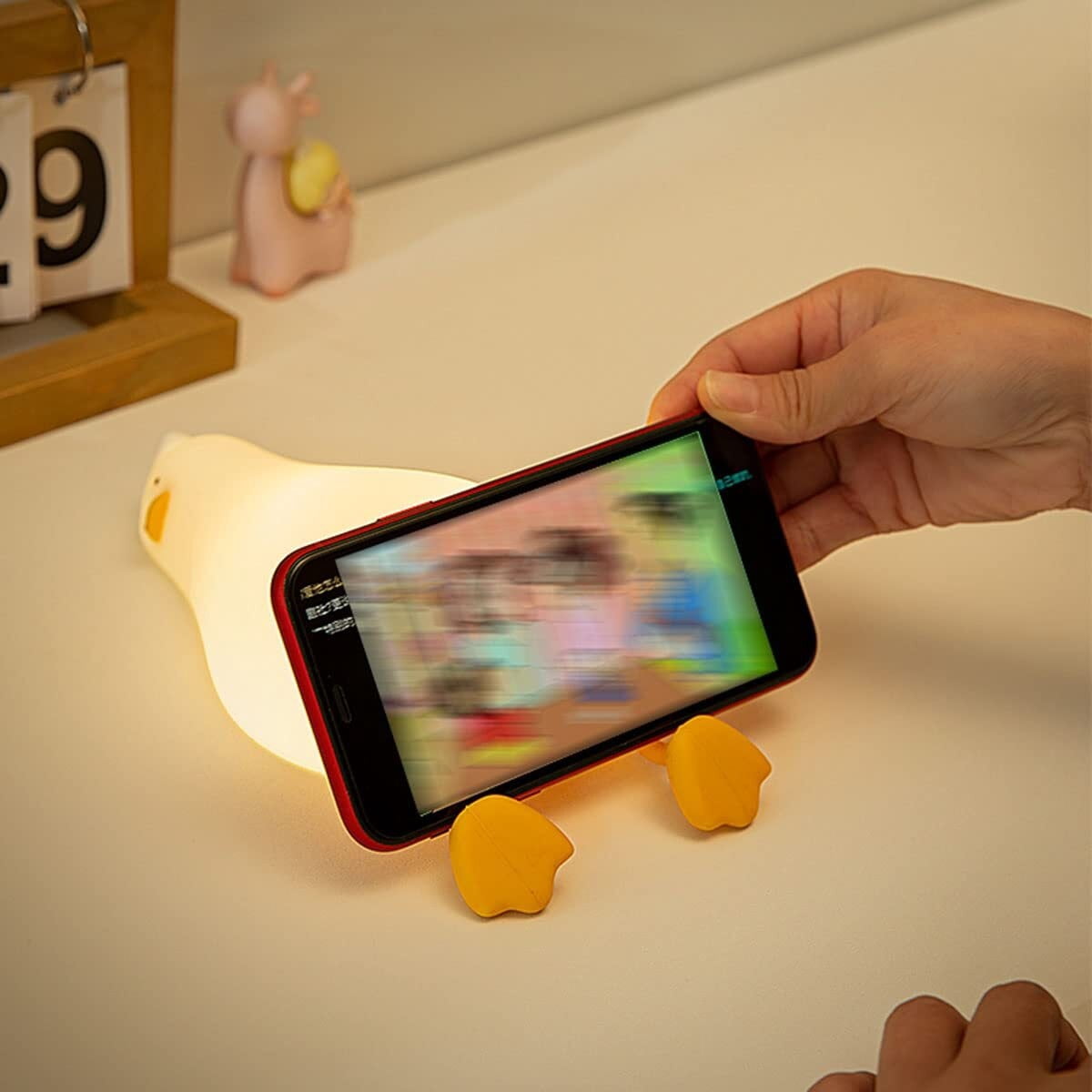 LED Lying Flat Duck Night Light, 3 Level Dimmable Nursery Nightlight,Cute Lamps Silicone Squishy Light Up Duck,Rechargeable Bedside Touch Lamp for Breastfeeding Toddler Baby Kids Decor