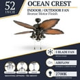 thumbnail image 3 of Prominence Home 50653-35 Ocean Crest Tropical 52-Inch Tropical Bronze Indoor Ceiling Fan, Lantern LED Multi-Arm Mocha Blades, 3 of 13