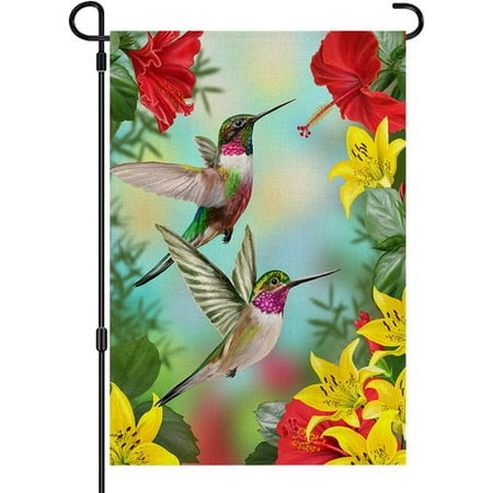 Yard Flag For Outside,Small Garden Flags,Spring Summer Garden Flag,Garden Flags 12X18 Double Sided,Hummingbird Garden Flag,Welcome Garden Flags For Patio Porch Lawn Outdoor Decor