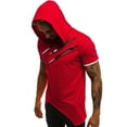 thumbnail image 4 of Hvyesh Mens Hip Hop Ripped Hoodie Tops Short Sleeve Hooded Workout Sweatshirts Casual Athletic Hoodies T-Shirt Pullover, 4 of 5