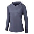 thumbnail image 6 of Nmnitkp Women's UPF 50+ Rash Guard Sun Protection Hoodie, Long Sleeve UV Shirt with Thumbholes & Ponytail Hole, Cooling Quick Dry Sun Top for Hiking Beach Running Travel Navy,S, 6 of 6