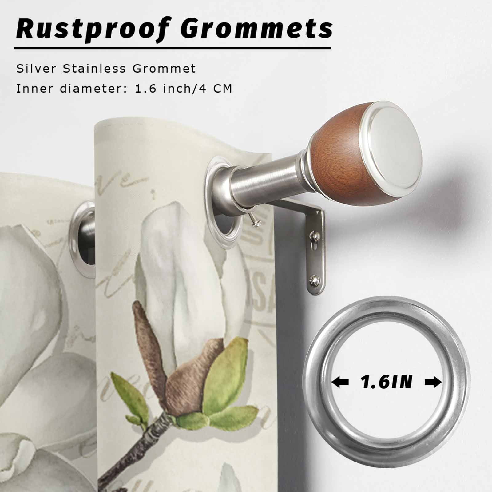 Outdoor Curtains for Patio Waterproof, Retro Flowers Windproof Pravicy Outside Porch Blackout Curtain, Farmhouse Leaf Branch Green Plants Sun Blocking Grommets Curtains for Cabana Gazebo 54"x108"