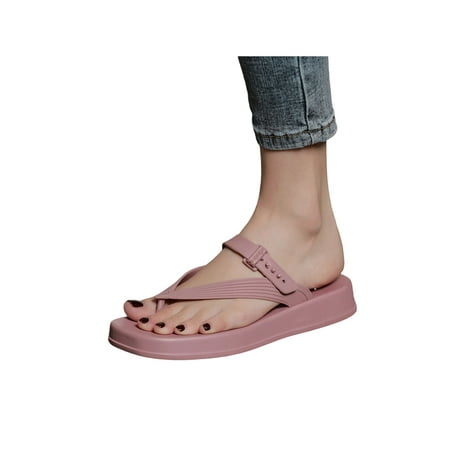 

Woobling Women s Thong Sandals Strap Buckle Slide Sandal Beach Flip Flops Ladies Slides Comfort Shoes Slip On Anti Skid Pink 7