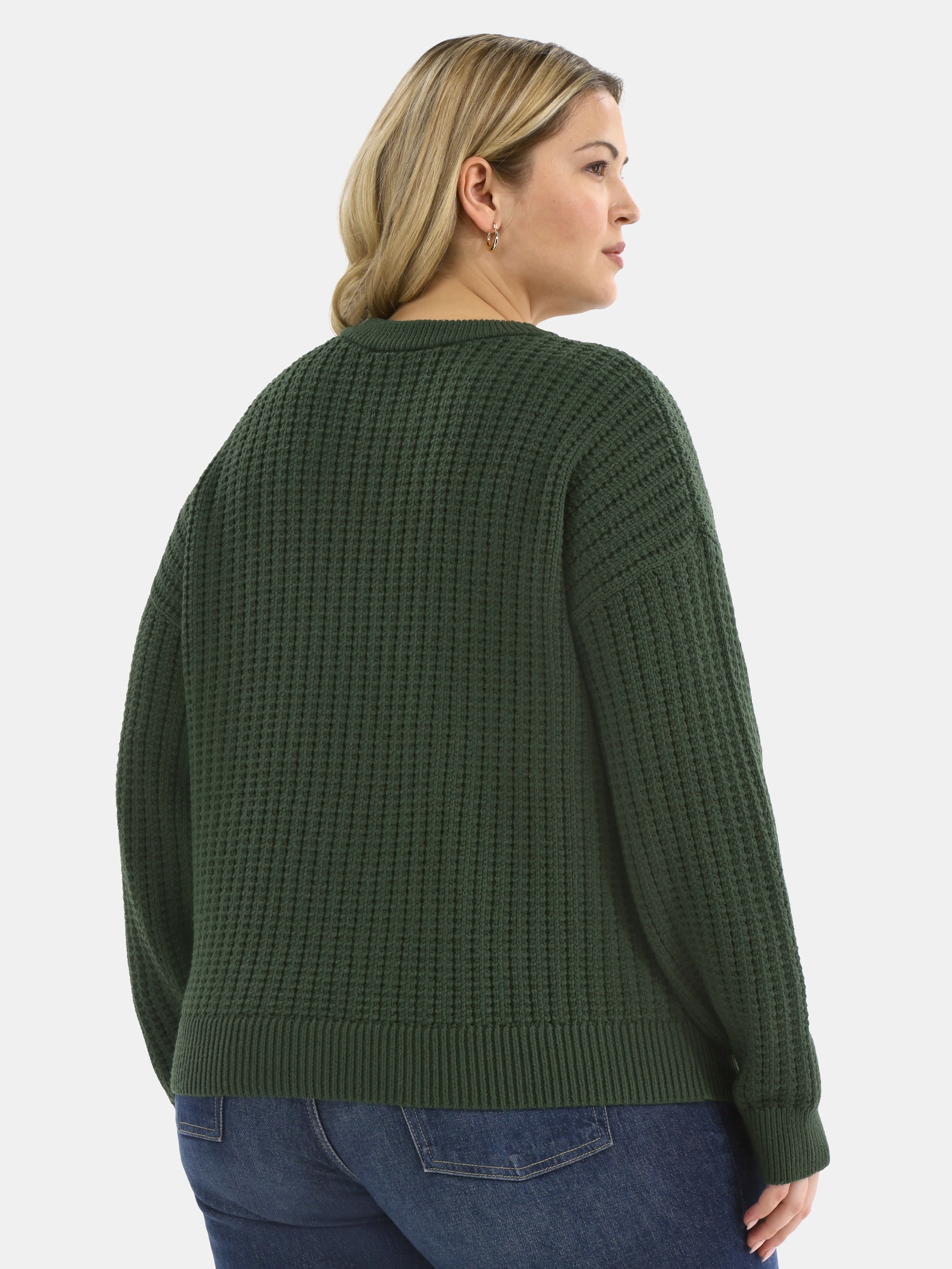 Time and Tru Women's and Women’s Plus Textured Stitch Sweater, Midweight, Sizes XS-4X