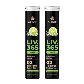 Auric Liv365 Liver Detox Supplement 40 Tablets | Lemon Flavour Advanced Herbal Formula for Liver Health, Detox & Cleansing