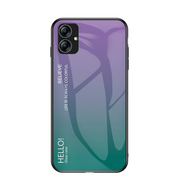 Nalacover Case for Samsung Galaxy A04E Gradient Colored Tempered Glass Cover, Micro-Frosted Frame Shockproof Anti-Scratches Lens Protection Folding Case for Samsung Galaxy A04E,Purple