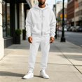 thumbnail image 7 of Delconic Mens Hoodie and Jogger Set Two Piece Tracksuit Full Zip Sweatshirt Drawstring Pants Casual Athletic Outfit White XL, 7 of 7