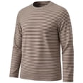 thumbnail image 4 of Spazoro Boys Long Sleeve T-Shirt with Crew Neck, Lightweight Stretchy Striped Breathable Casual Tee Shirts for Daily Wear Brown Size 11-14, 4 of 6