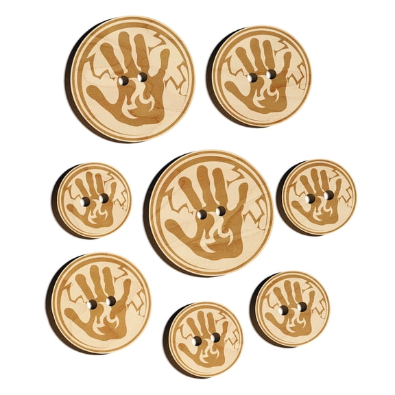 Sorcerer Elemental Fire Magic Wood Buttons for Crochet Knitting Sewing DIY Craft - 1.00 Inch Medium (7pcs)