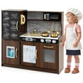 thumbnail image 1 of Costway Kid's Pretend Play Kitchen Toddler Kitchen Playset with Blackboard Brown, 1 of 10