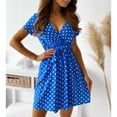 thumbnail image 3 of Dresses For Women 2024 Elegant Loose Draped Dot Plunge Short Sleeve Above Knee Beach Vacation Sun Dress, 3 of 6