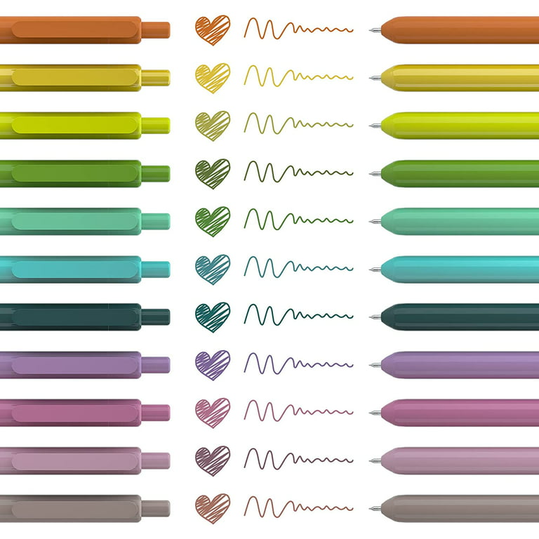 Shuttle Art Colored Retractable Gel Pens, 11 Vintage Ink Colors
