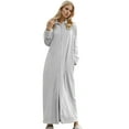 thumbnail image 4 of Couples Pajamas Matching Sets for Men and Women Soft Warm Robe Cozy Flannel Long Hooded Zipper Bathrobe Plush Winter Housecoat Nightgown Grey XL, 4 of 9