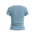 thumbnail image 5 of TKLPEHG Summer Tops For Women 2026 Short Sleeve Solid Color Tee Shirts Fashion Dressy Casual Crew Neck Button Slim Tops (Light Blue,S), 5 of 6