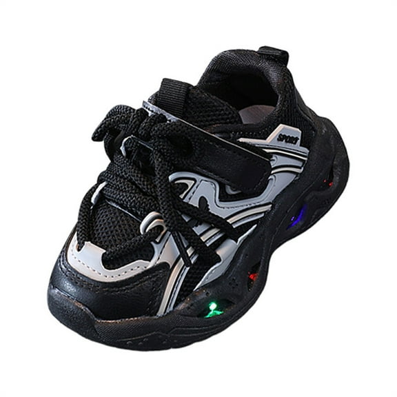 Otqutp Baby Girls Leather Lace Lights up Sneakers Hook Loop Non Slip Walking Sport Shoes Toddler New Born Casual Breathable