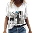 thumbnail image 3 of Camisetas con cuello en V en 3d para mujer, camisetas de manga corta con estampado de gatos bonitos, camisetas informales Kawaii a la moda, ropa divertida para mujer, 3 of 4