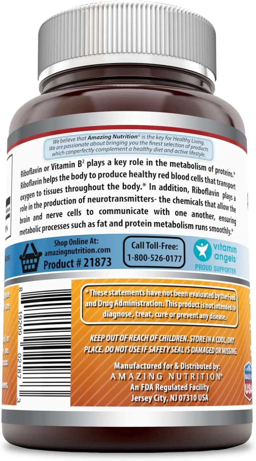 Amazing Formulas Riboflavin 400mg Per Serving 240 Capsules Dietary Supplement | Vitamin B2 Supplement | Non-GMO | Gluten Free