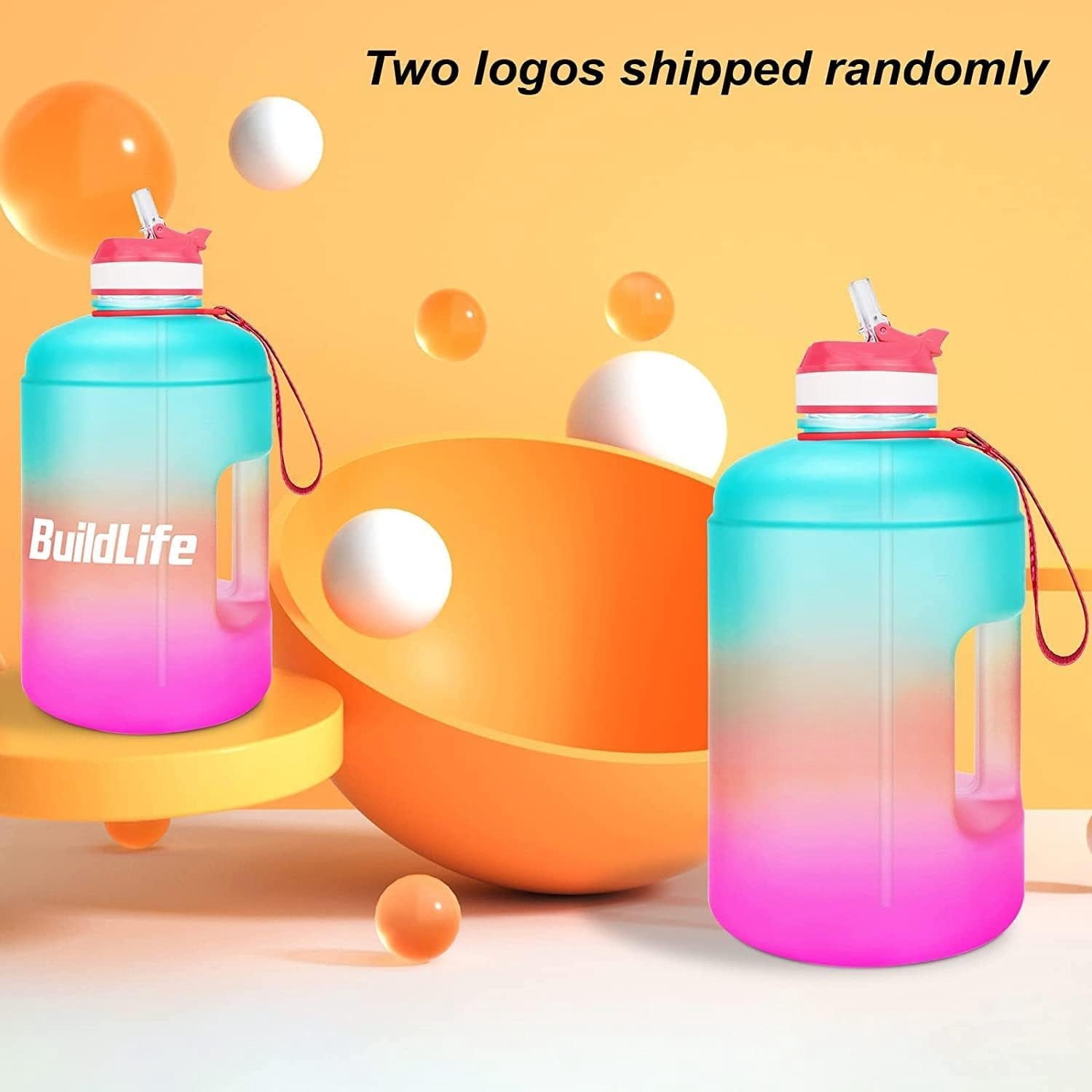 Motivational Gallon Water Bottle - with Straw & Time Marker  Large   Water Jug with Handle for Fitness Outdoor Enthusiasts Leak-Proof