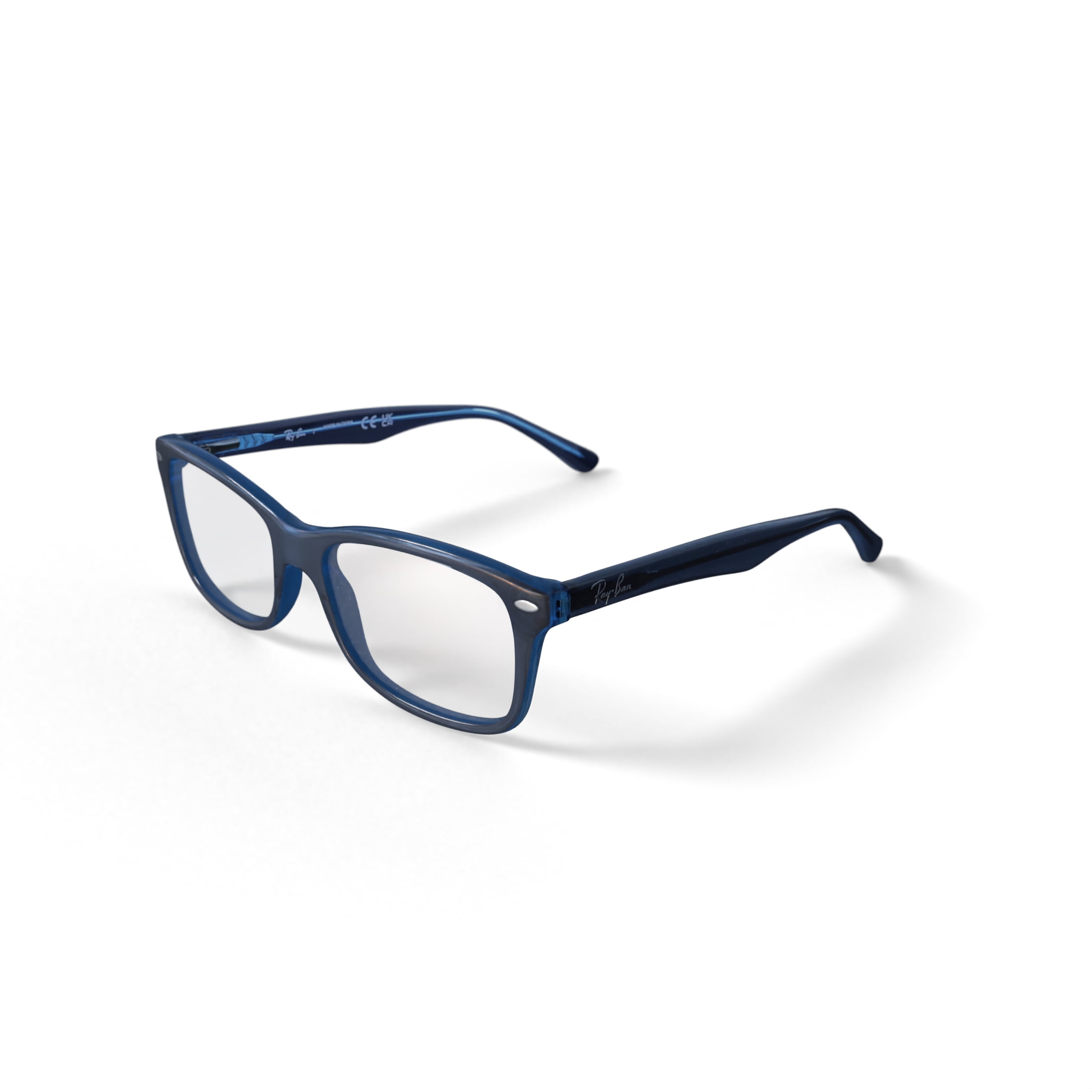 Ray-Ban Youth Size 46 0RY1555 Prescription Eyeglasses with Case, Blue on Blue Fluo/Demo Lens