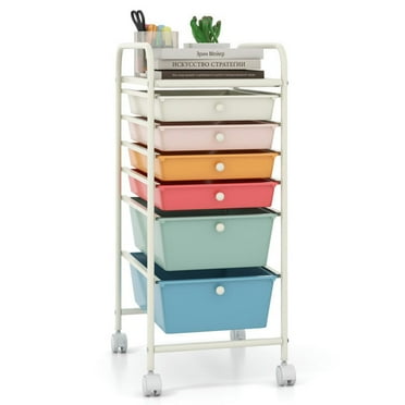 Barara King File Cabinet, Filing Cabinet Organizer,6 Drawers Rolling Storage Cart Organizer-Macaron