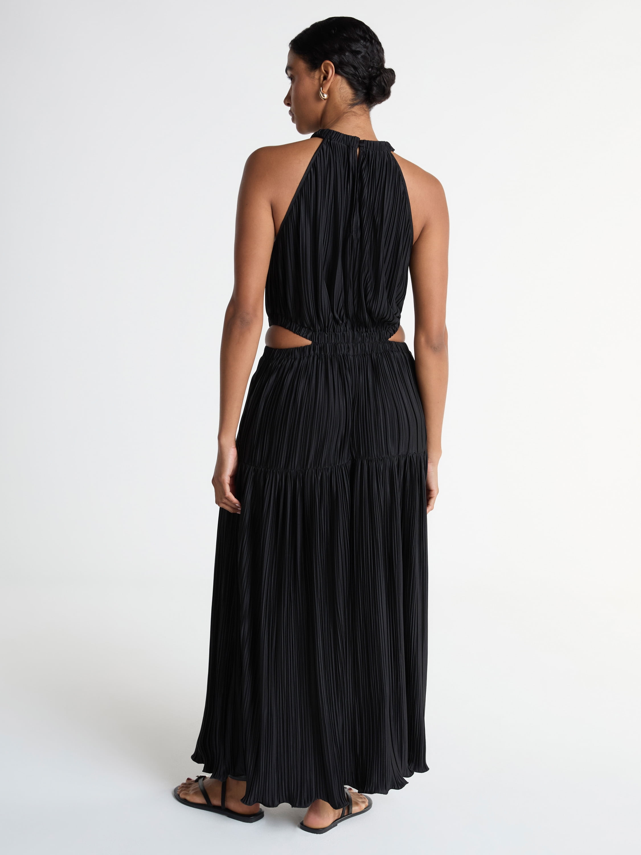 Scoop Women’s Plisse Halter Maxi Dress with Cutouts, Sizes XS-XXL
