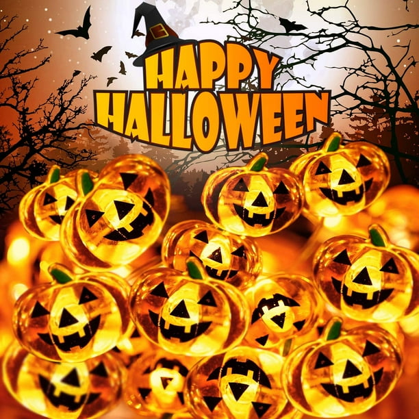 Decoration Fairy Lights 10ft 40 Led Jack O Lantern Faces Pumpkin String Light 8 Mode With Remote Battery And Usb Plug In Operated Hanging For Indoor Outdoor Y Party Holiday Yard Com Decoration Fairy Lights 10ft, Battery Operated Outdoor Hanging Chandelier Plug In Remote