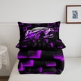 thumbnail image 5 of Erosebridal Purple Racing Car Comforter Sets Twin Size, Neon Geometric Comforters & Duvets, Speed Sports Decor, Reversible 2pcs, 5 of 7