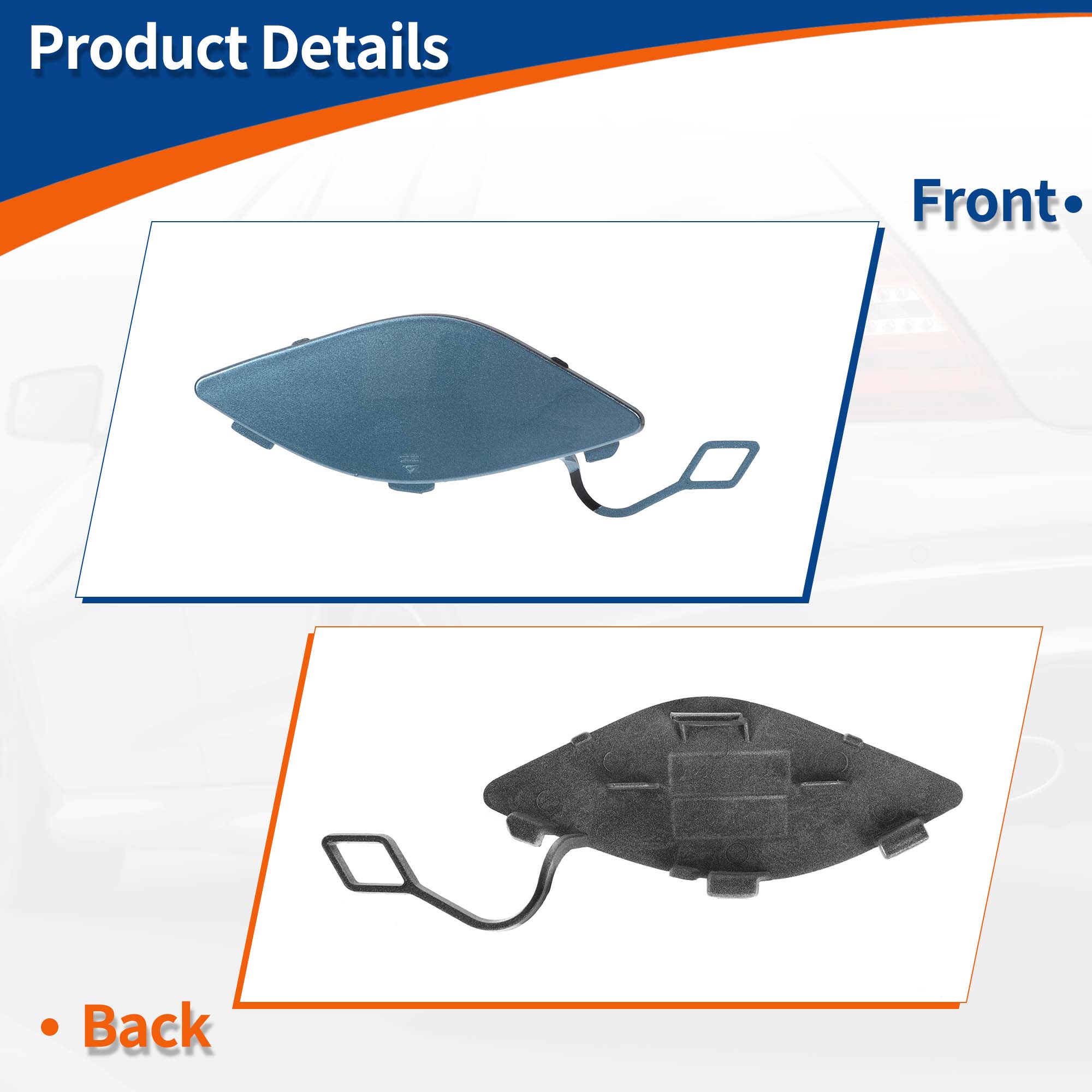 Unique Bargains Front Right Passenger Side Bumper Tow Hook Cover Light Blue Metallic