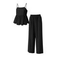 thumbnail image 5 of ZOYOEN Girls Halter Tank Tops and Pants Outfit Sets- Casual Cotton Linen Loose Fit Kids Summer Vacation Clothes Black Size 12, 5 of 6