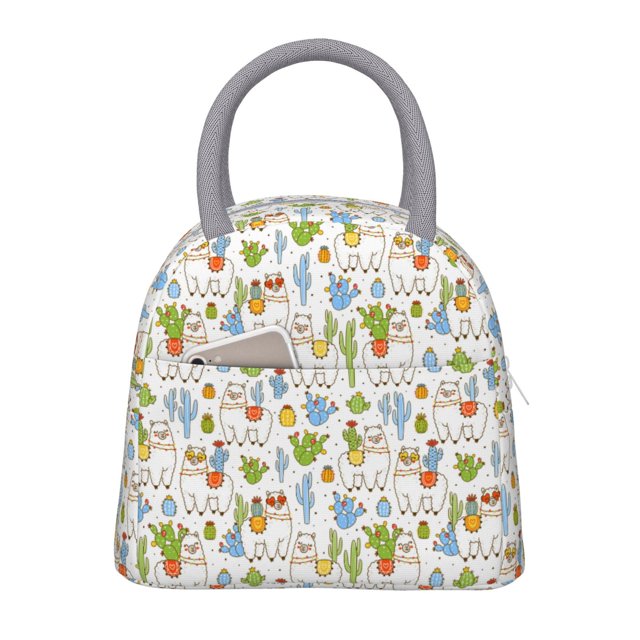 Vsdgher Cactus Plants Print Insulated Lunch Bag Simple Bento Cooler Bag Lunch Tote Bag , Suitable for picnics, school, work