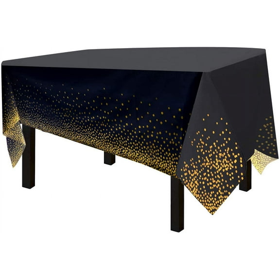 4 Pack Premium Black Disposable Plastic Table Cover 54 x 108 Inch Waterproof Disposable Tablecloths for Rectangle Tables up to 8 ft in Length Indoor or Outdoor Use Party Table Cloths