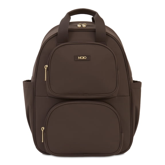 NoJo Espresso Coffee Backpack Diaper Bag with Luggage Sleeve and 9 Pockets