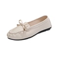 thumbnail image 2 of WAVSUF Women's Wide Width Loafers, Faux Leather Versatile Bow Soft Sole Casual Work Driving Shoes Beige 7.5, 2 of 9